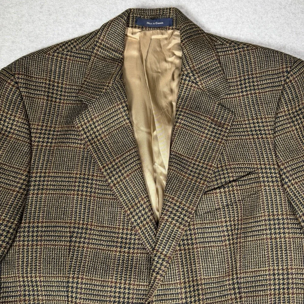 Vintage 90s Polo University Club Sport Coat Men's 42 R Houndstooth Windowpane